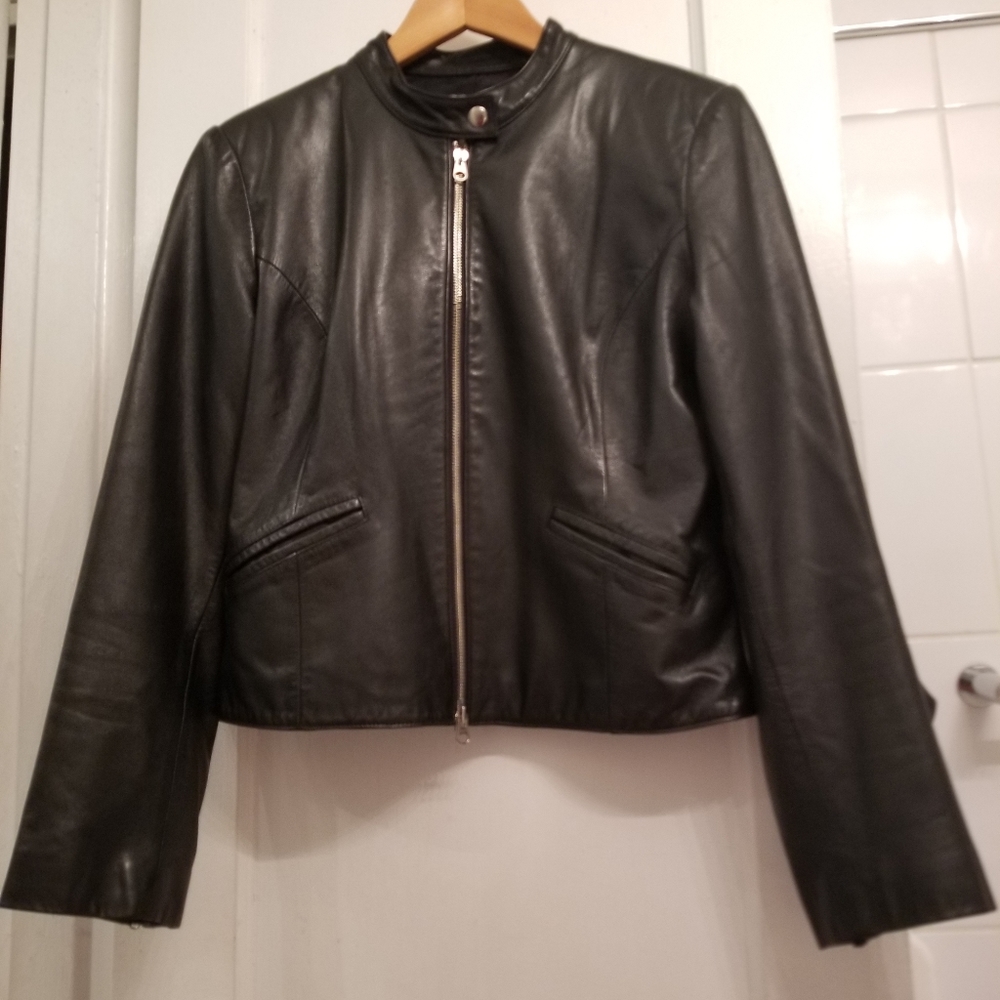Vintage Black Leather Motorcycle Jacket